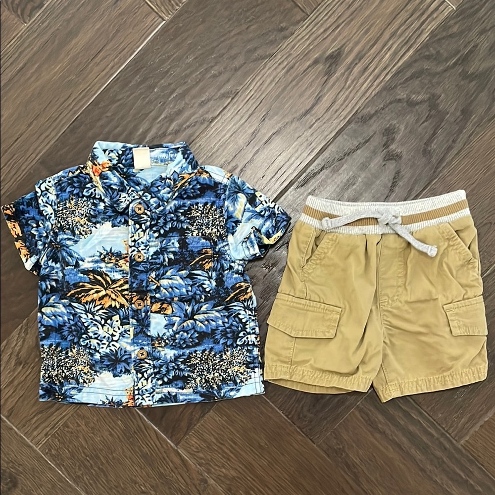 Tucker + Tate Blue and Yellow Tropical Shirt